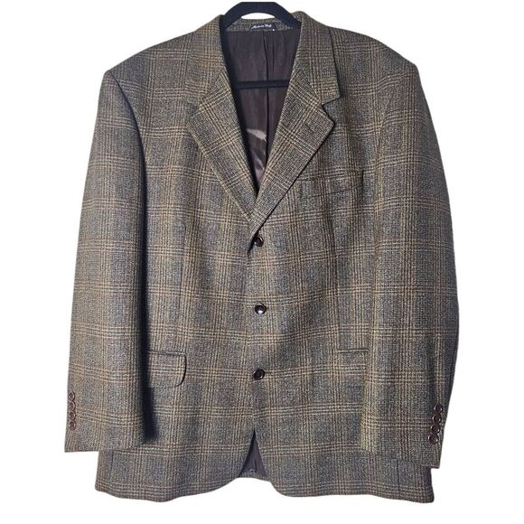 GioVanni Di Rocco Other - Vito Rufolo Sport Coat Jacket 100% Wool 42R Made in Italy Brown Windowpane Plaid